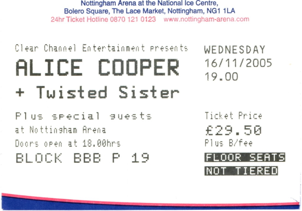 2005 ALICE COOPER ticket