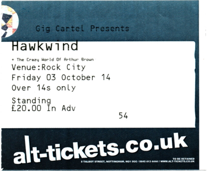 2014 HAWKWIND ticket