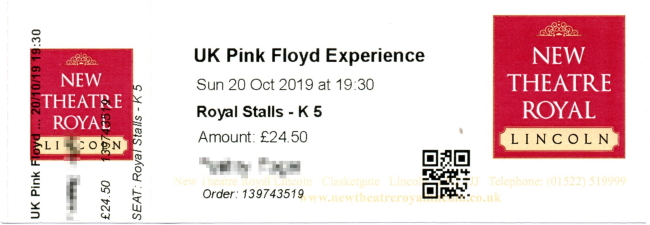 2019 UK PINK FLOYD EXPERIENCE ticket